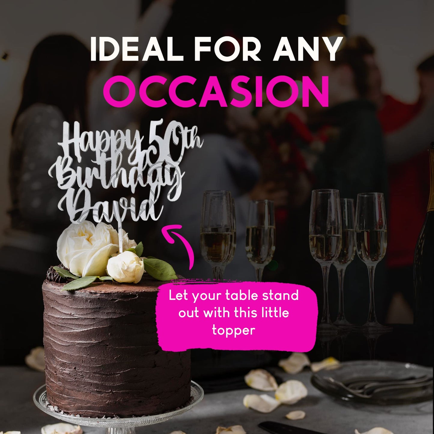 Acrylic Custom Cake Topper | Personalised Cake Toppers | Happy Birthday | Wedding Decoration Table Centre Piece Party Decoration | Strong 3mm Acrylic | Custom Cake Acrylic Topper by Display and Wonder