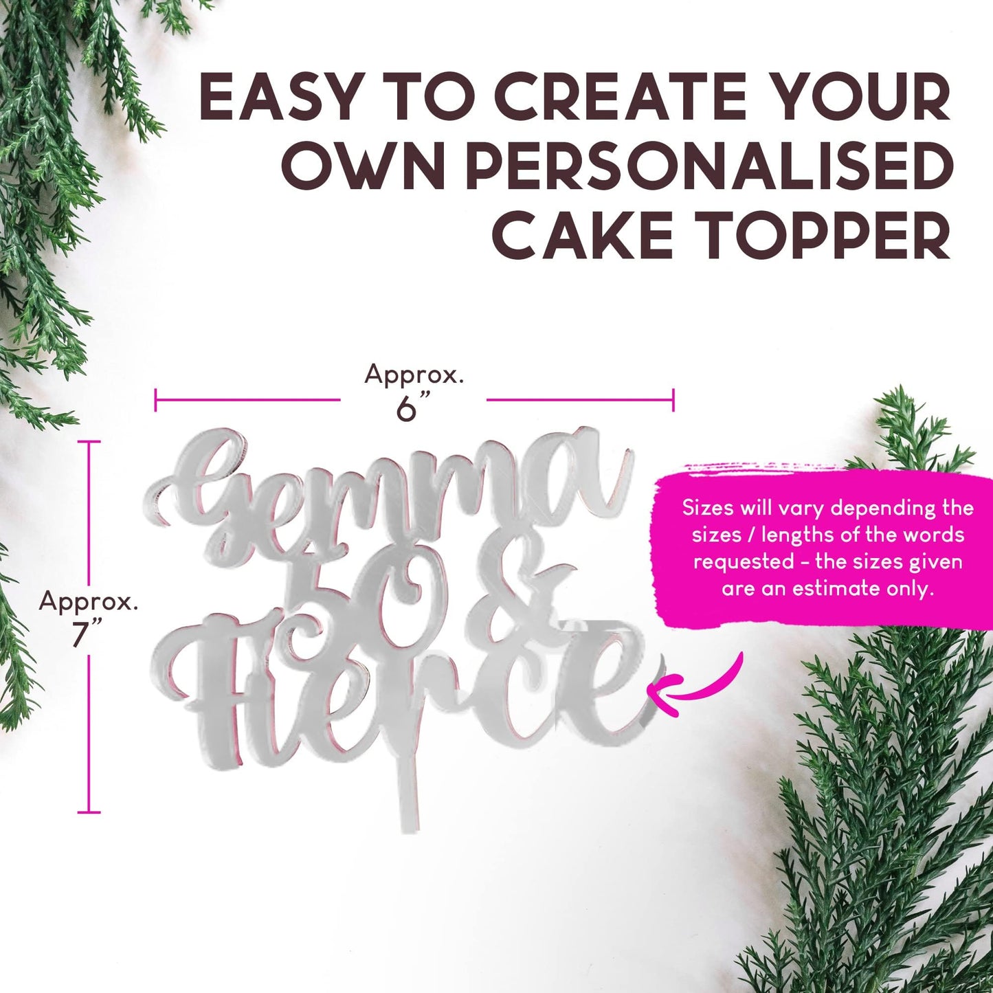 Acrylic Custom Cake Topper | Personalised Cake Toppers | Happy Birthday | Wedding Decoration Table Centre Piece Party Decoration | Strong 3mm Acrylic | Custom Cake Acrylic Topper by Display and Wonder