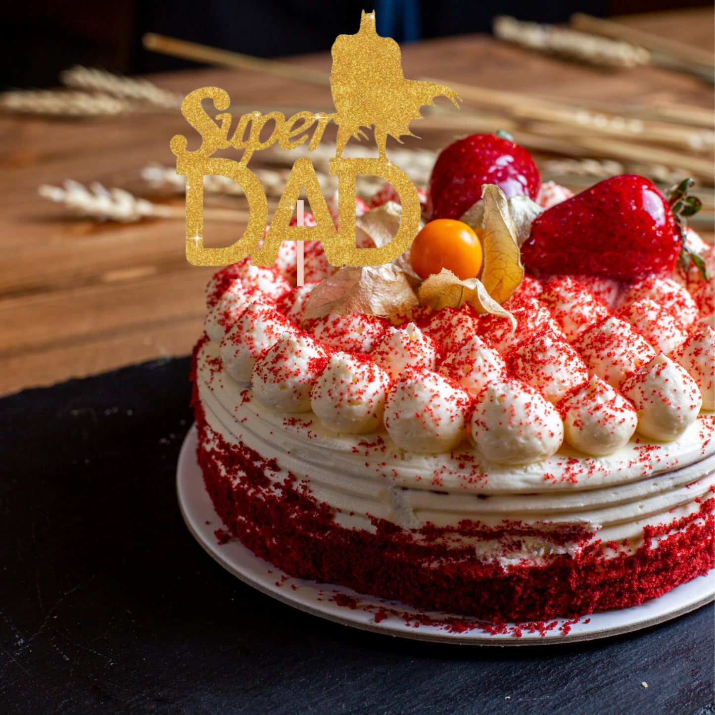 Happy Fathers Day Cake Topper Glitter Cardstock Toppers -