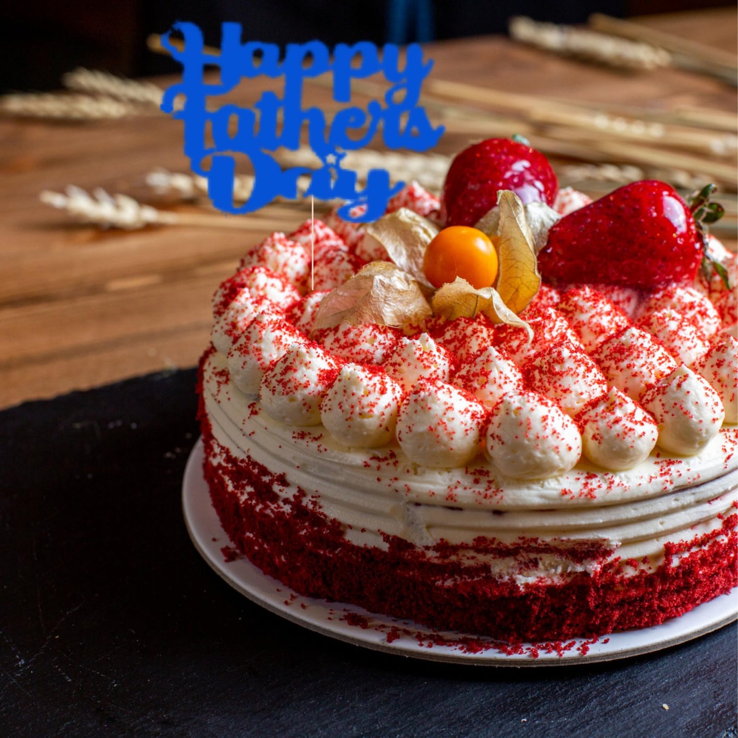 Happy Fathers Day Cake Topper Glitter Cardstock Toppers - (Happy Fathers Day TRANQUILLITY BLUE 3)