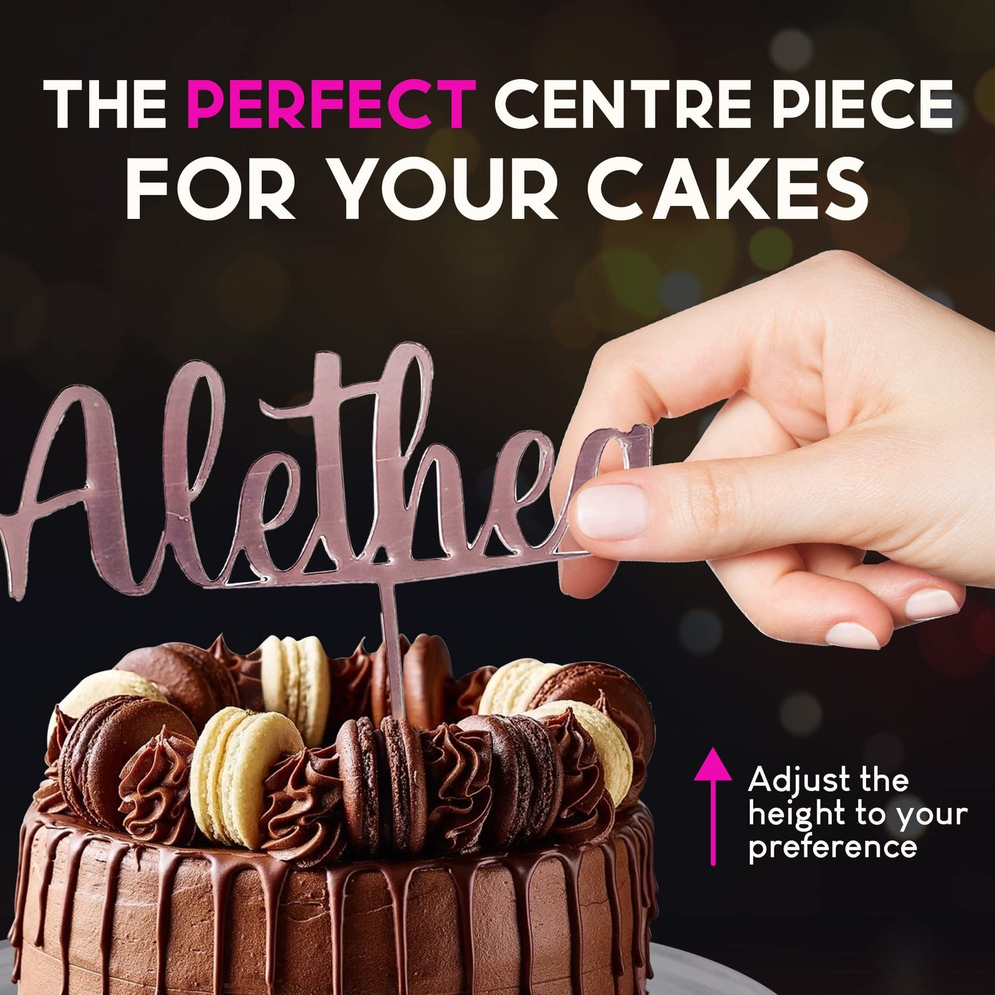 Acrylic Custom Cake Topper | Personalised Cake Toppers | Happy Birthday | Wedding Decoration Table Centre Piece Party Decoration | Strong 3mm Acrylic | Custom Cake Acrylic Topper by Display and Wonder