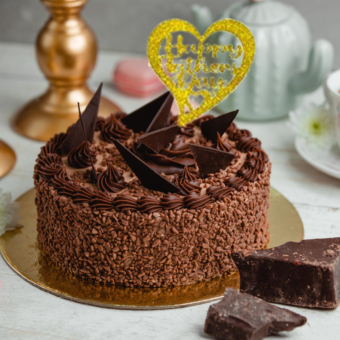 Happy Fathers Day Cake Topper Glitter Cardstock Toppers - (Happy Fathers Day GOLD 2)