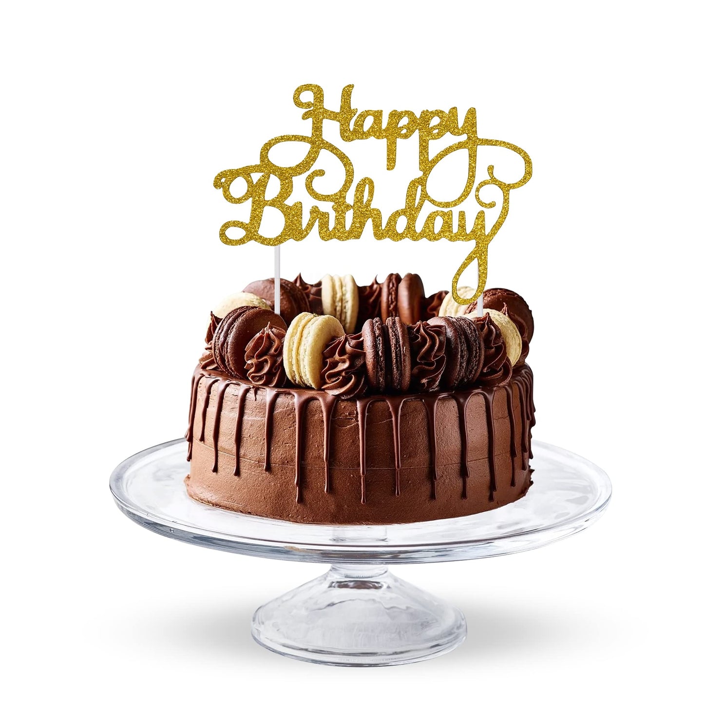 Happy Birthday Cake Topper Glitter Cardstock Toppers - Birthday Decor