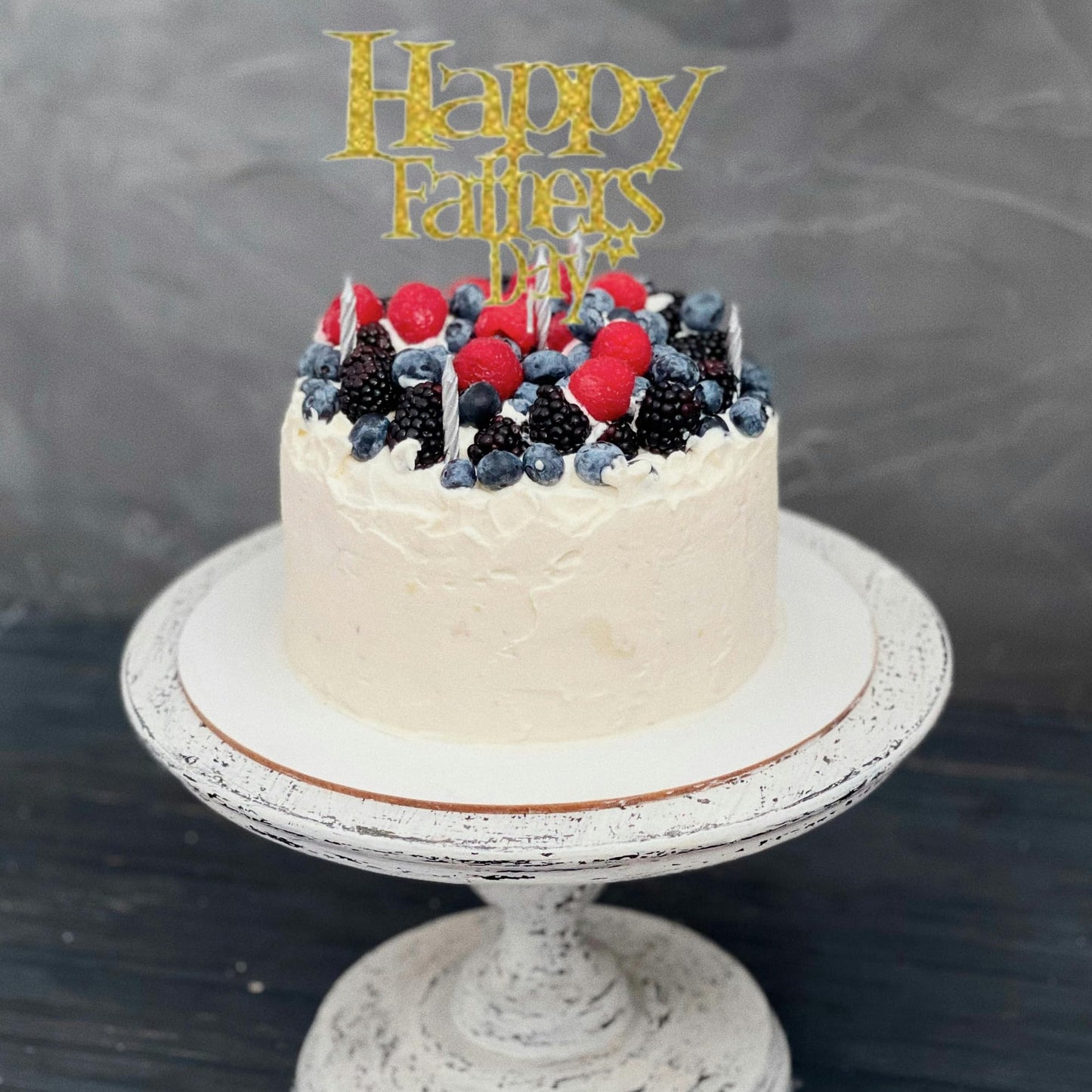 Happy Fathers Day Cake Topper Glitter Cardstock Toppers -