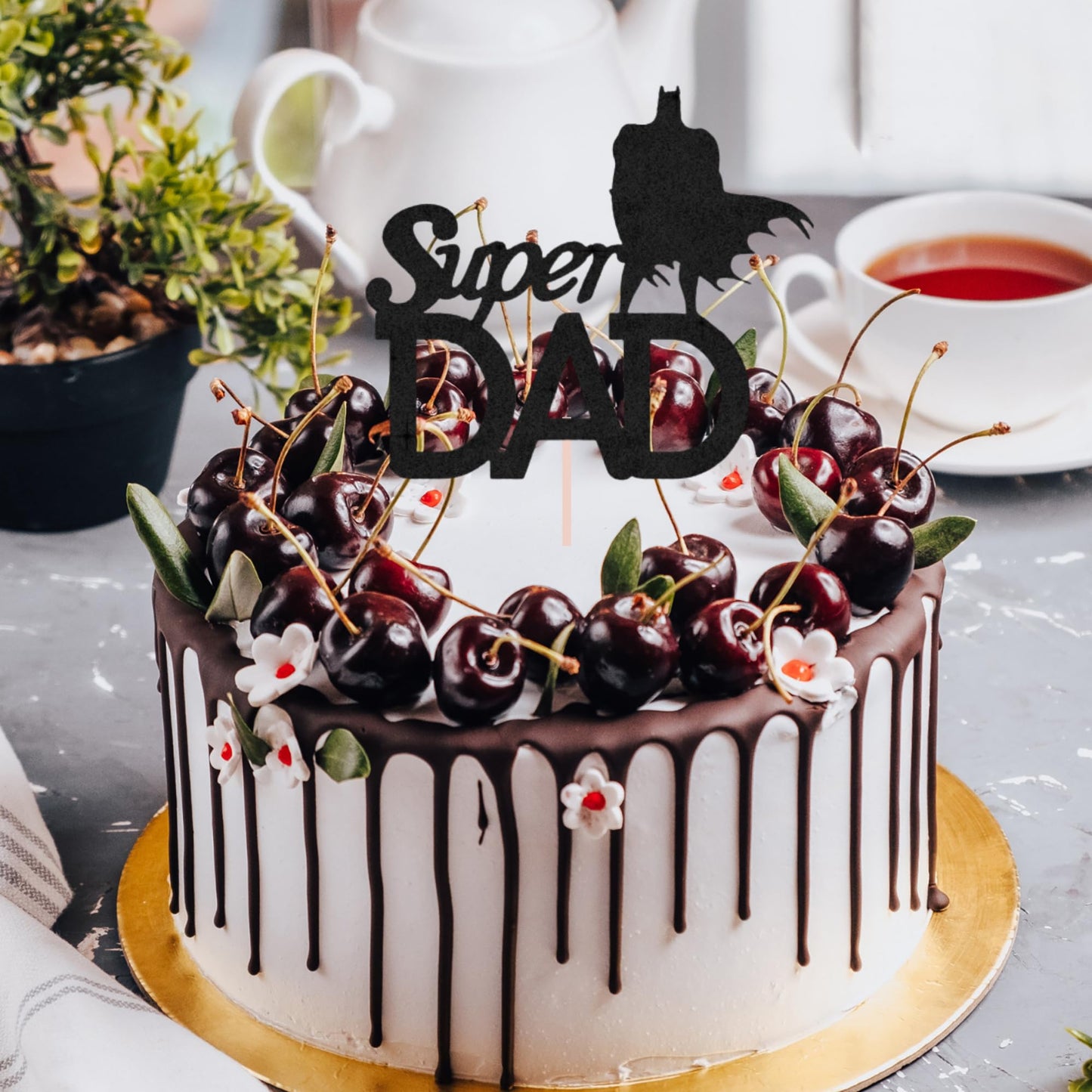 Happy Fathers Day Cake Topper Glitter Cardstock Toppers -