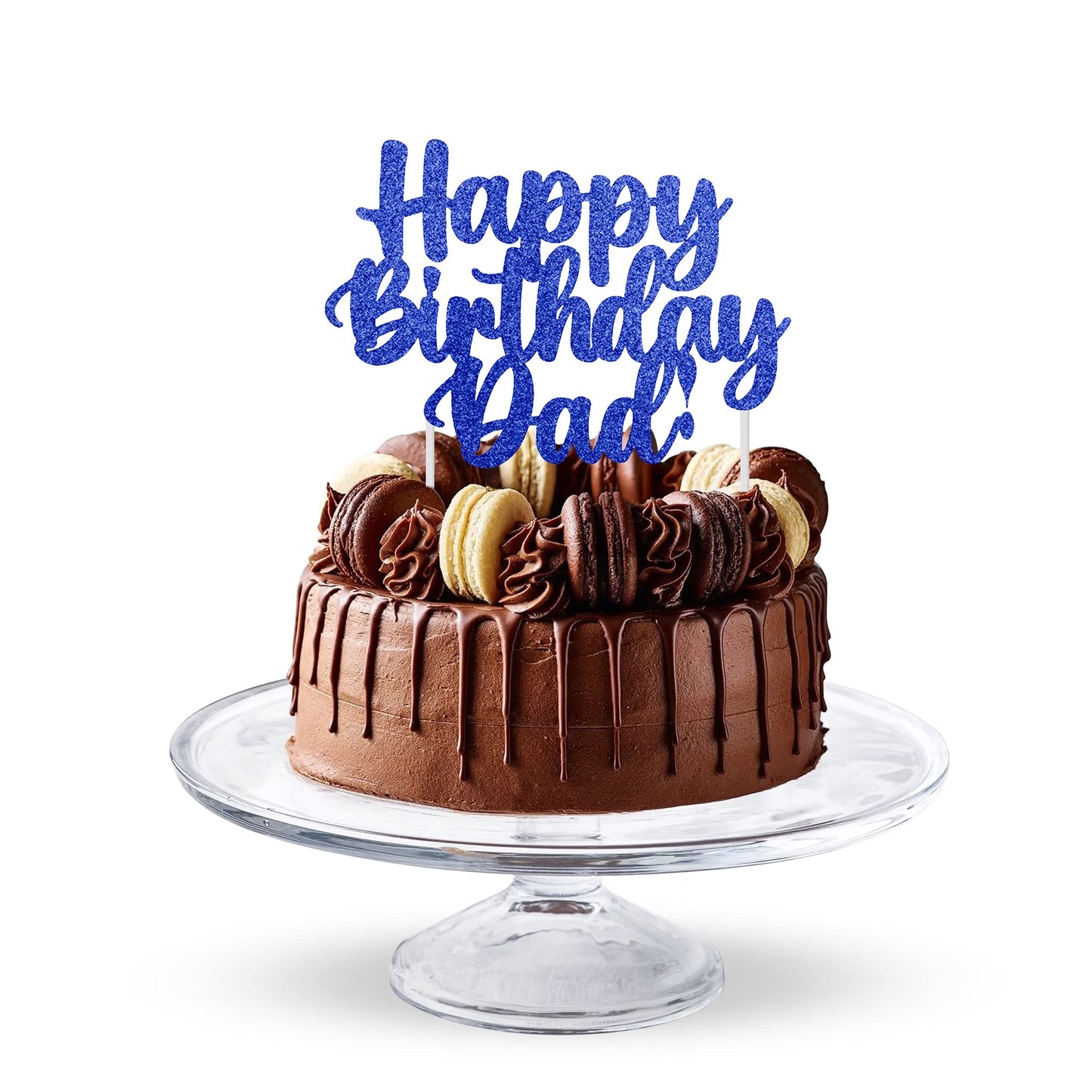 Happy Birthday Dad Cake Topper Glitter Cardstock Father's Brthday Toppers - (Happy Birthday Dad Tranquillity Blue)