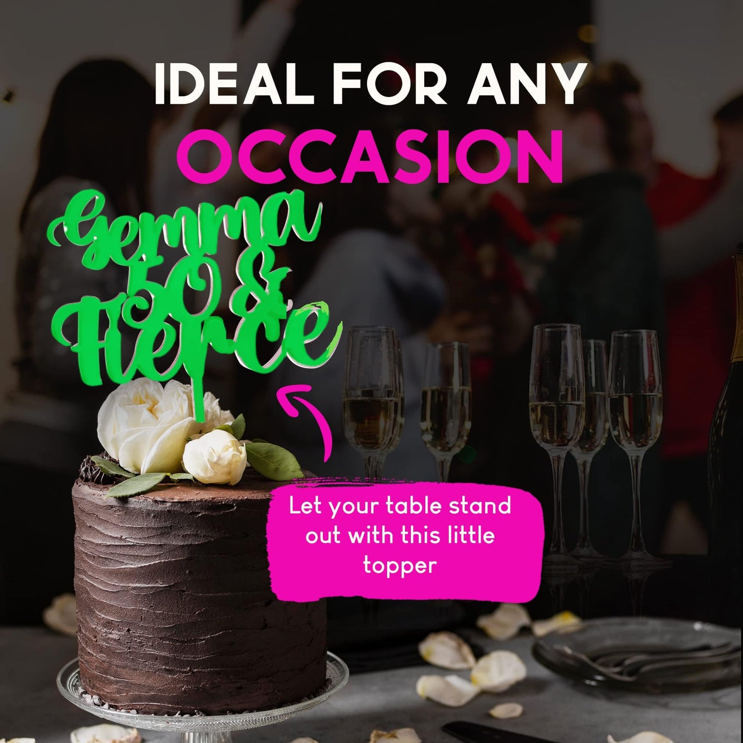 Acrylic Custom Cake Topper | Personalised Cake Toppers | Happy Birthday | Wedding Decoration Table Centre Piece Party Decoration | Strong 3mm Acrylic | Custom Cake Acrylic Topper by Display and Wonder