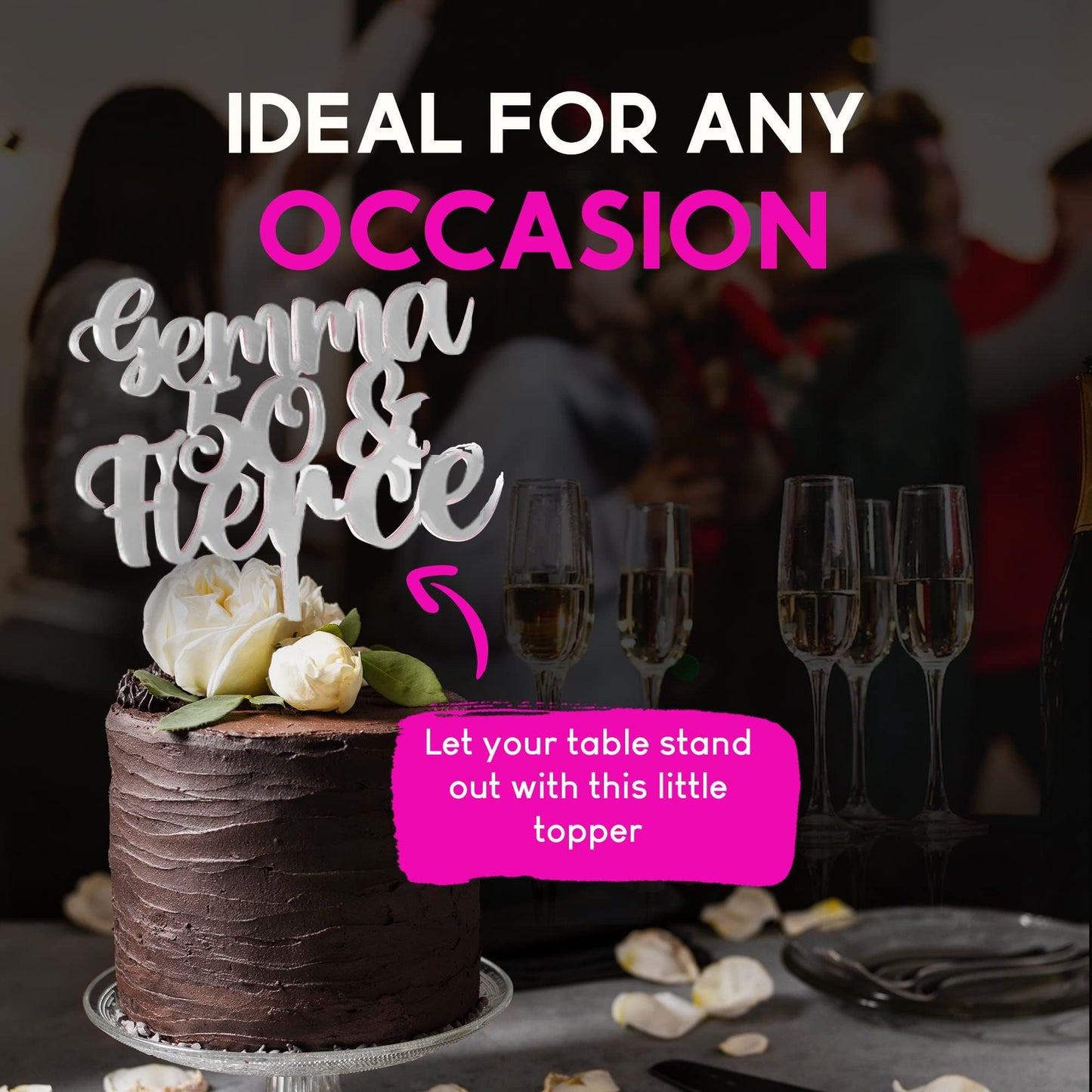 Acrylic Custom Cake Topper | Personalised Cake Toppers | Happy Birthday | Wedding Decoration Table Centre Piece Party Decoration | Strong 3mm Acrylic | Custom Cake Acrylic Topper by Display and Wonder