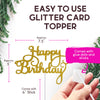 Happy Birthday Cake Topper Glitter Cardstock Toppers - Birthday Decor - Party Decor Supplies - Cake Decoration Items - Glitter Cake Topper - 7 Inches x 5 Inches - Purple
