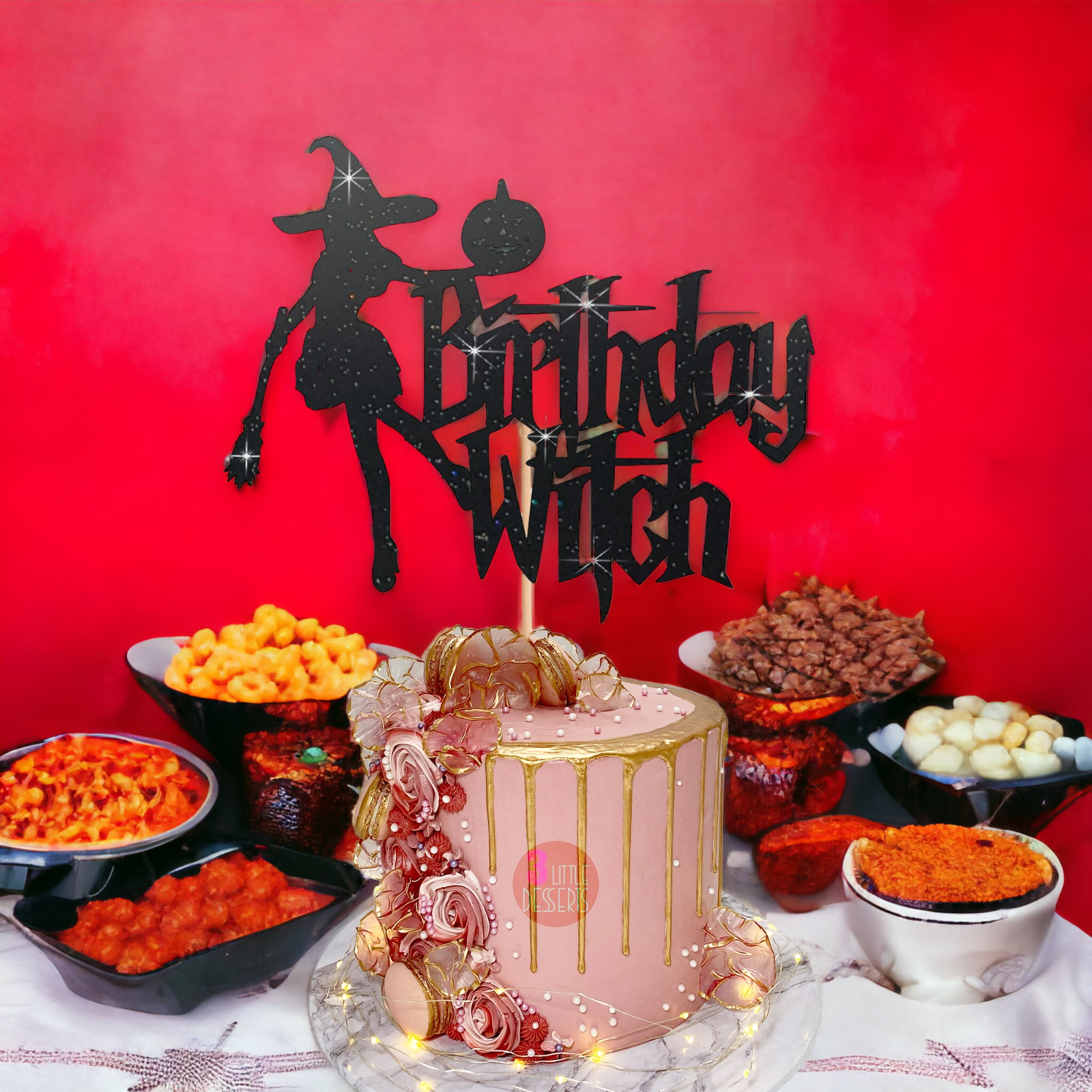 Happy Halloween Birthday Witch Cake Topper