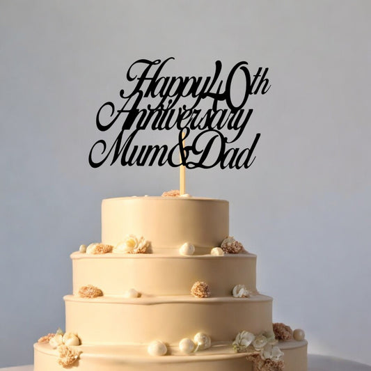 Custom Happy Anniversary Mum & Dad Cake Topper