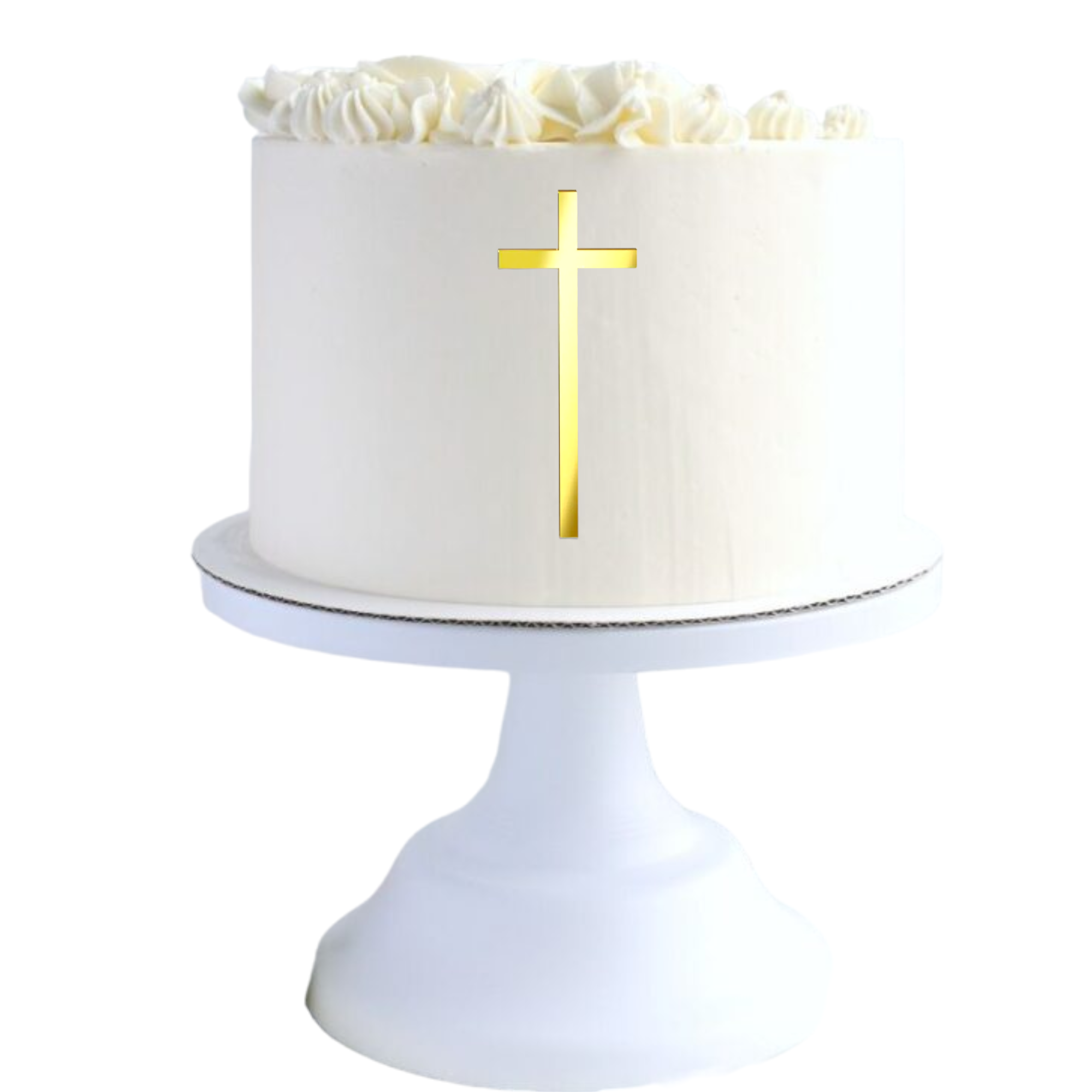 2-Piece Gold Acrylic Mirror Cross Cake Toppers