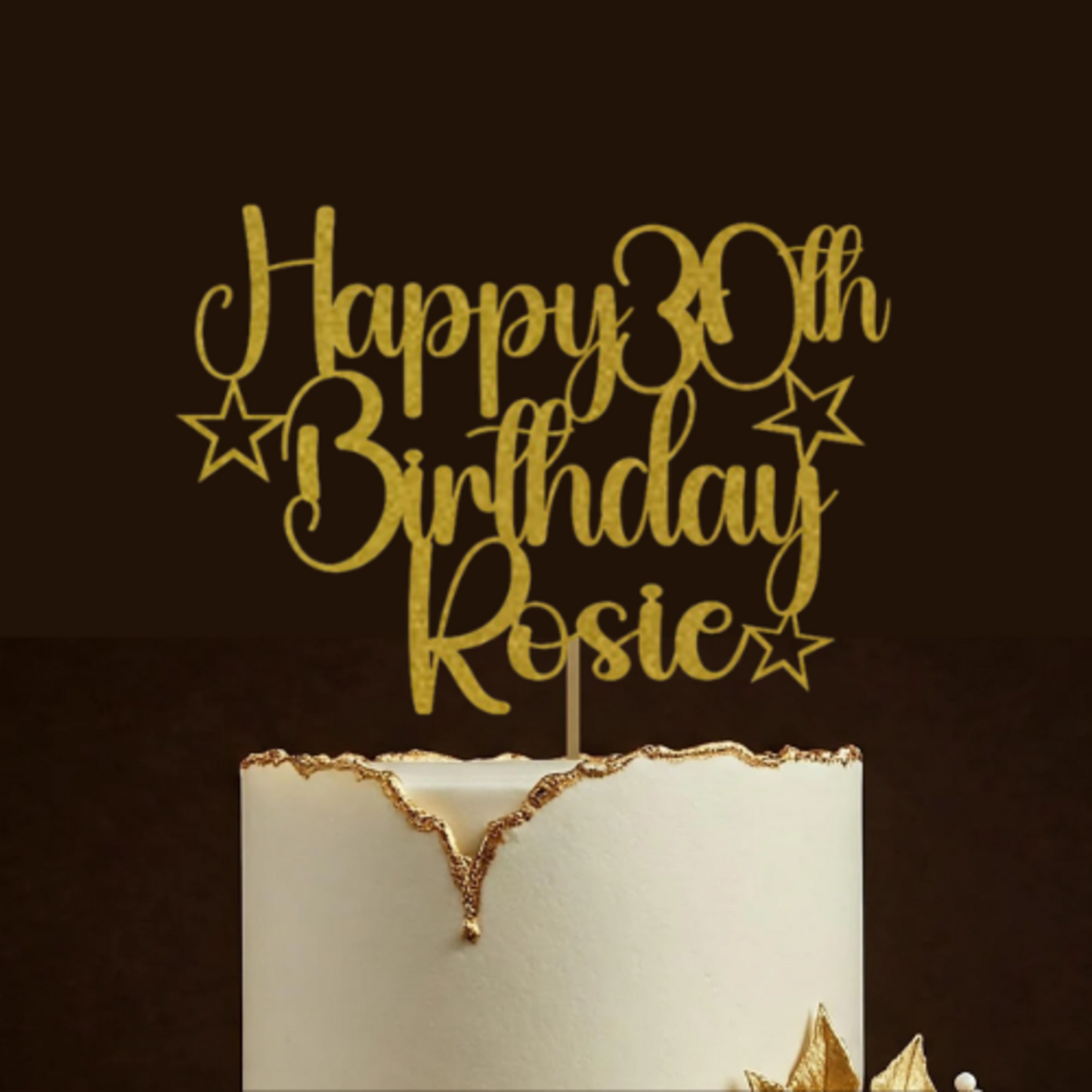 Personalised Happy 40th Birthday Glitter Card Cake Topper by DISPLAY AND WONDER – Custom Age & Name – Birthday Cardstock Toppers – Milestone Birthday Cake Decoration 18th 20th 30th 40th 50th 60th Cake topper