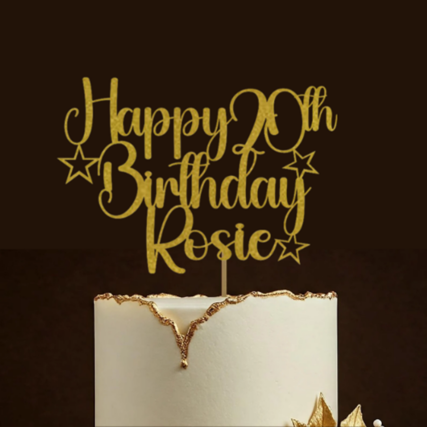 Personalised Happy 50th Birthday Glitter Card Cake Topper by DISPLAY AND WONDER – Custom Age & Name – Birthday Cardstock Toppers – Milestone Birthday Cake Decoration 18th 20th 30th 40th 50th 60th Cake topper