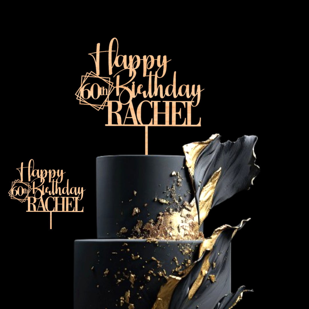 Happy 30th Birthday Cake Topper with Custom Name and Age – Personalized Birthday Cake Topper by DISPLAY & WONDER - Wooden Cake Topper - Custom Cake Decoration - 18th 20th 21st 30th 40th 50th 60th 70th 80th Cake Topper