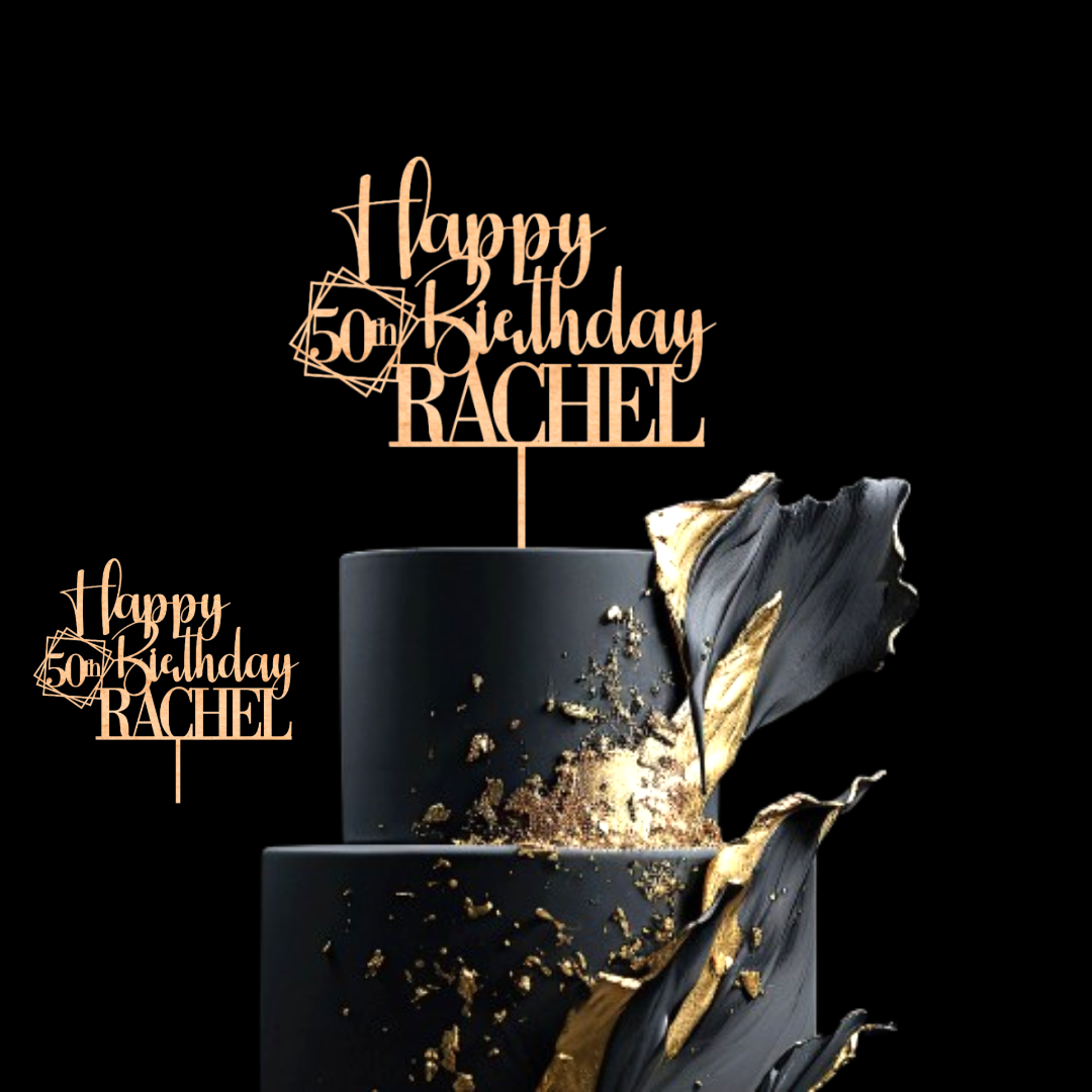 Happy 30th Birthday Cake Topper with Custom Name and Age – Personalized Birthday Cake Topper by DISPLAY & WONDER - Wooden Cake Topper - Custom Cake Decoration - 18th 20th 21st 30th 40th 50th 60th 70th 80th Cake Topper