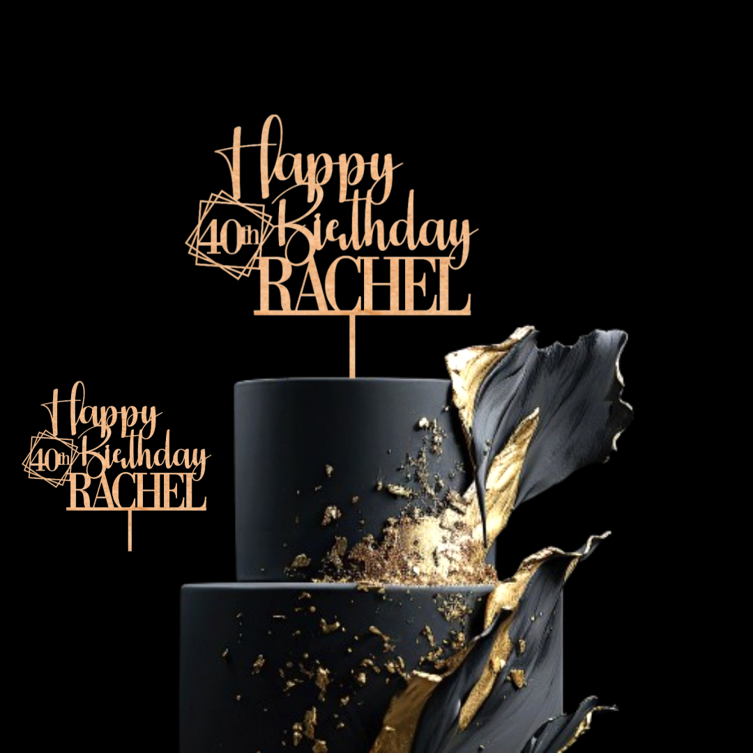 Happy 30th Birthday Cake Topper with Custom Name and Age – Personalized Birthday Cake Topper by DISPLAY & WONDER - Wooden Cake Topper - Custom Cake Decoration - 18th 20th 21st 30th 40th 50th 60th 70th 80th Cake Topper