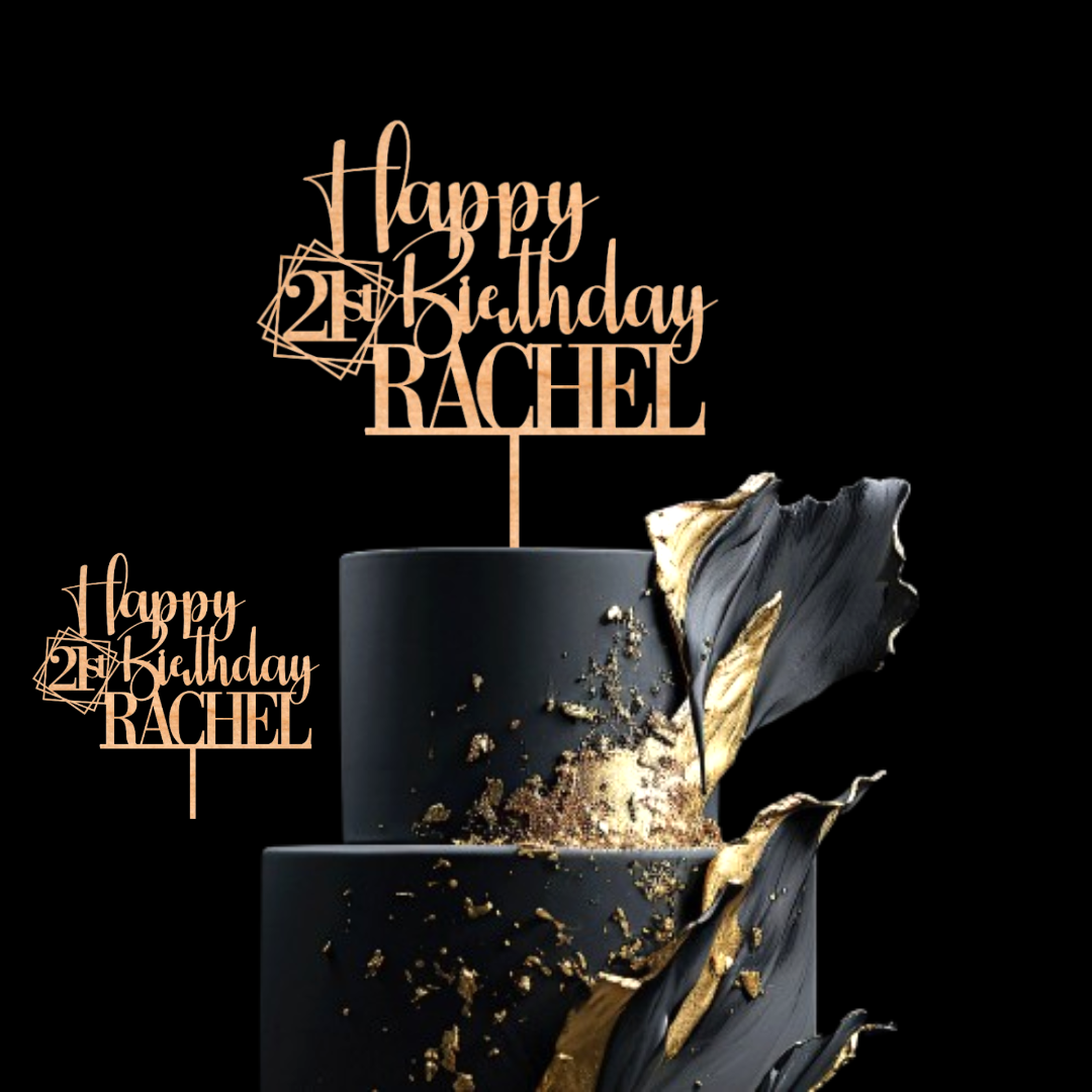 Happy 18th Birthday Cake Topper with Custom Name and Age – Personalized Birthday Cake Topper by DISPLAY & WONDER - Wooden Cake Topper - Custom Cake Decoration - 18th 21st 30th 40th 50th 60th 70th 80th Cake Topper