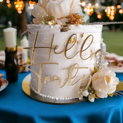 Hello Forty Hello Any Age Charm Acrylic Cake Topper