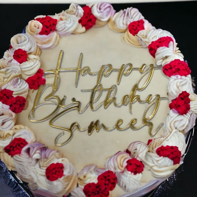 Happy Birthday Any Name Charm Acrylic Cake Topper