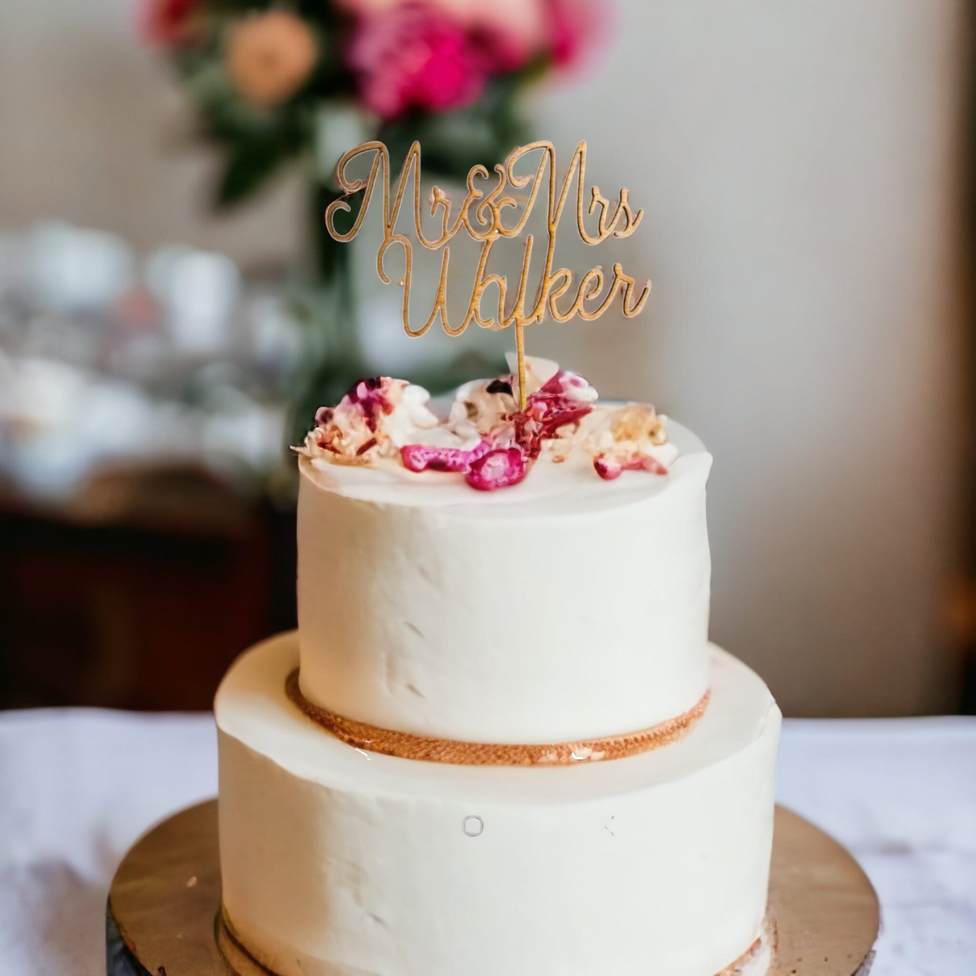 Wooden Wedding Cake Topper, Rustic Wedding Cake Topper