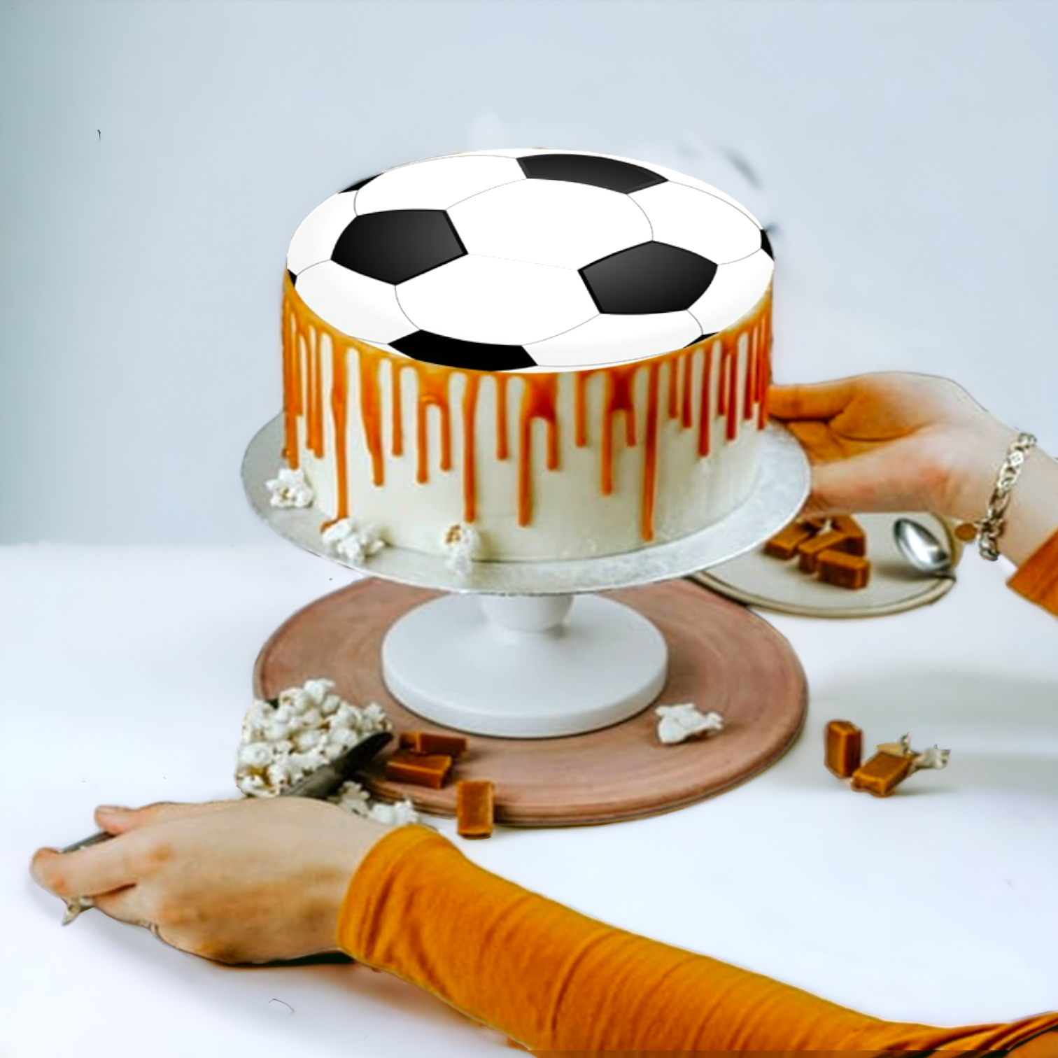 Football Flat Printed Edible Icing / Wafer Cake Topper or Cupcake Decoration