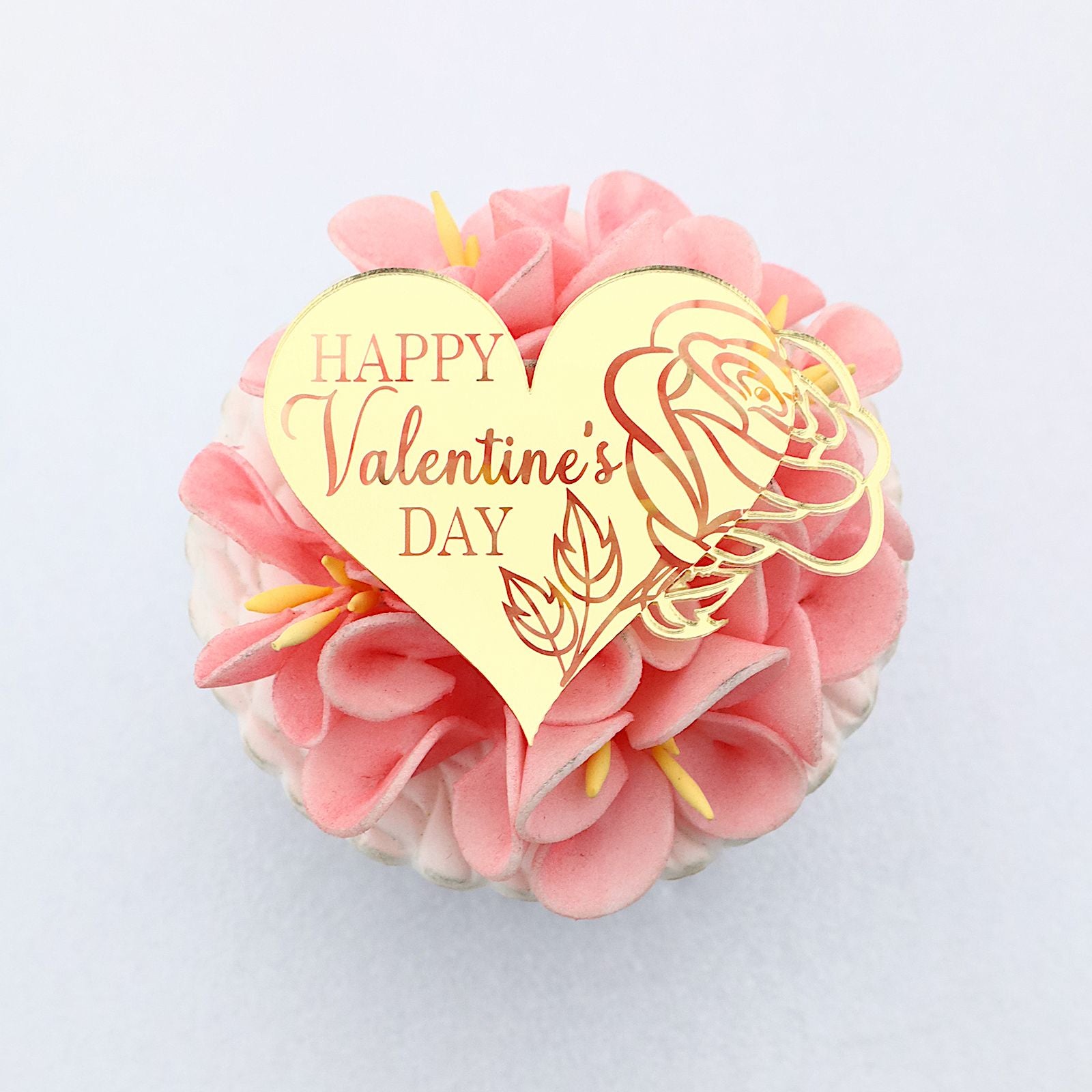 6x Valentine's Day Acrylic Cupcake Toppers Heart shaped Valentines toppers Love Valentine Toppers
