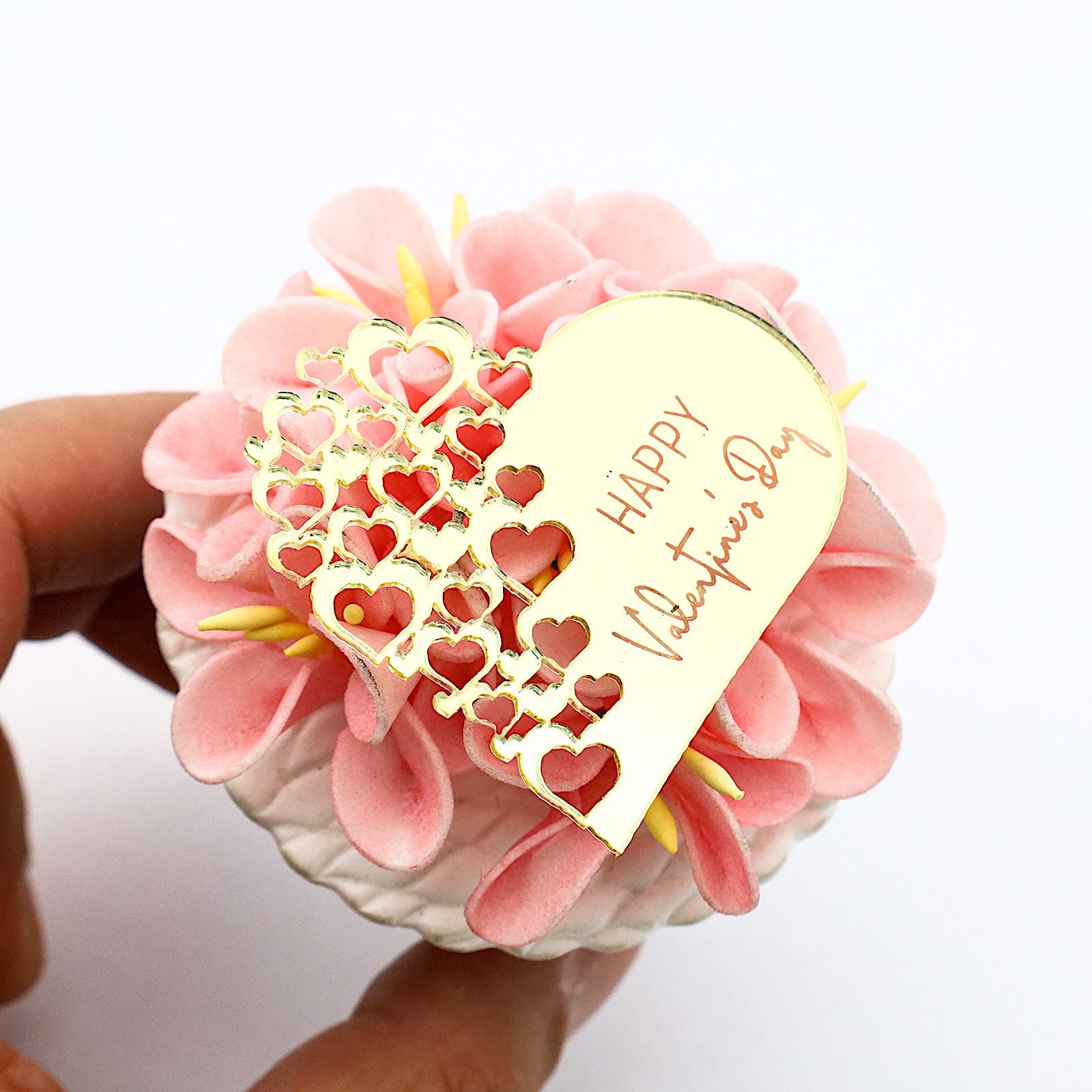 6x Happy Valentine's Day Cupcake Toppers Heart shaped Valentines toppers Love Valentine Toppers