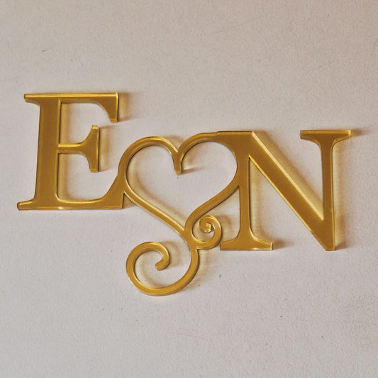 Wedding Acrylic Cake Topper initial Charms