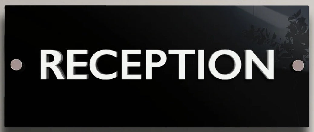 Black Acrylic Sign with 3D Lettering – Way Finder &amp; Building Wall Sign