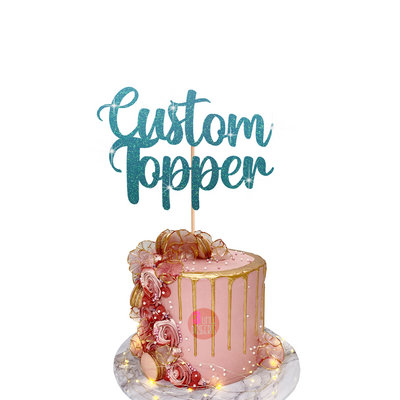 Custom Cake Topper Made From Premium Double Sided Glitter Card