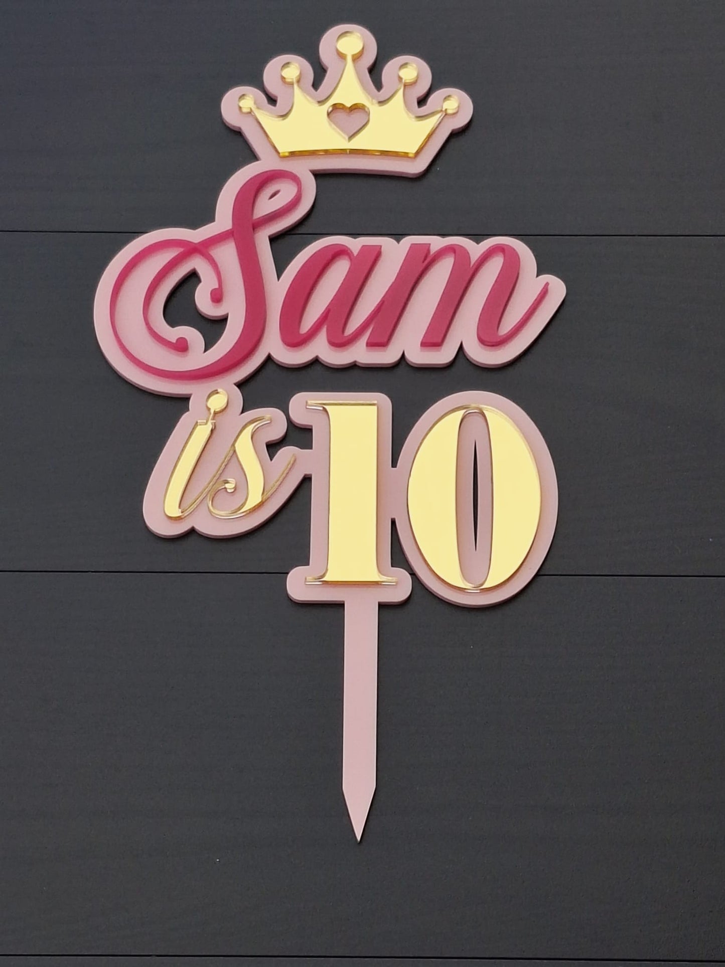 Personalised Double Layer Acrylic Cake Topper | Custom Name & Age | Birthday Party Decoration | DISPLAY & WONDER UK