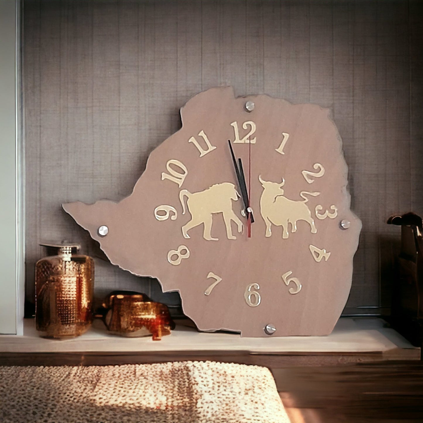 DISPLAY & WONDER Zimbabwe Map with Couple’s Totems | Personalised Mirror Acrylic Plaque