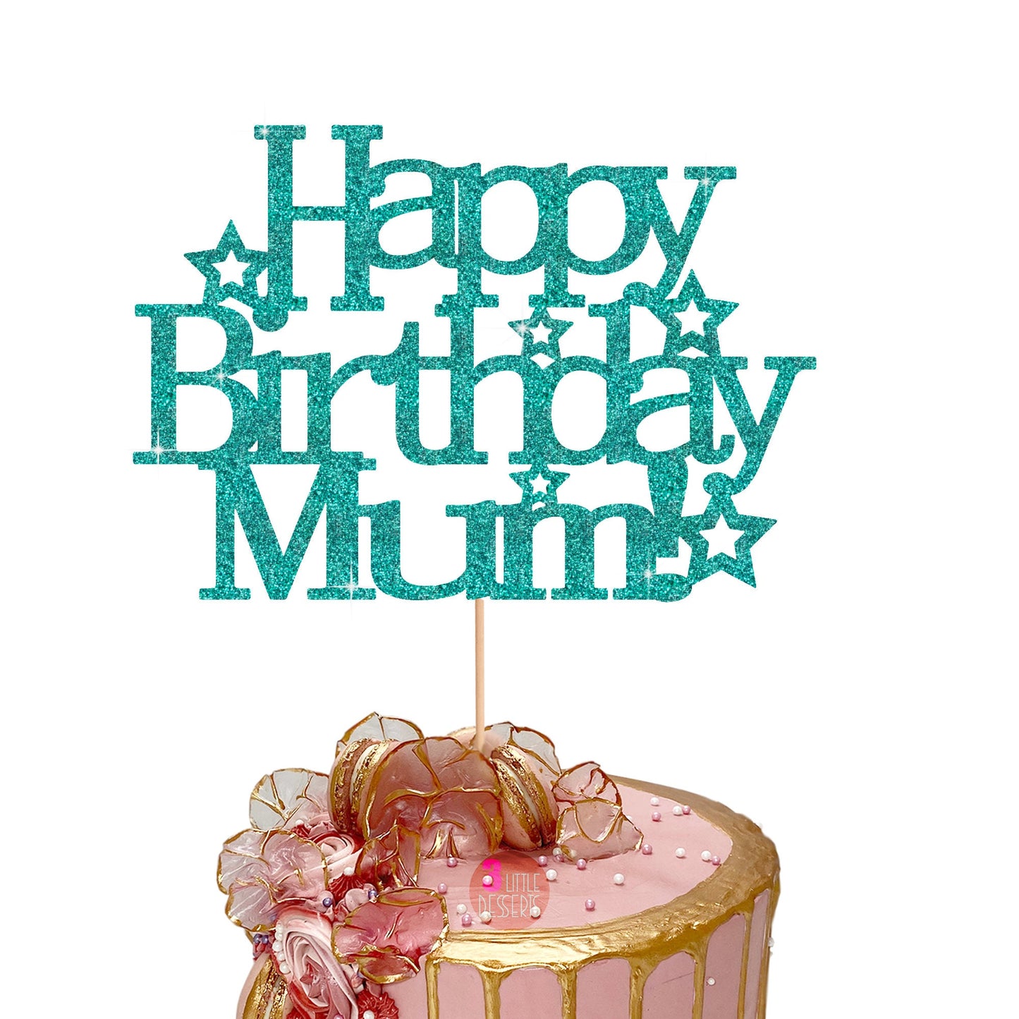 Happy Birthday Mum Cake Topper | Mum Cake Topper| Mom Cake Topper| Happy Birthday Mom | Happy Birthday Mum Double Sided Glitter Card
