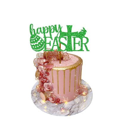 Happy Easter Cake Topper | Easter Egg Cake Toppers | Bunny Rabbit Cakes | Easter Pic | Glitter Card stock | Gold Pink Silver White Cards