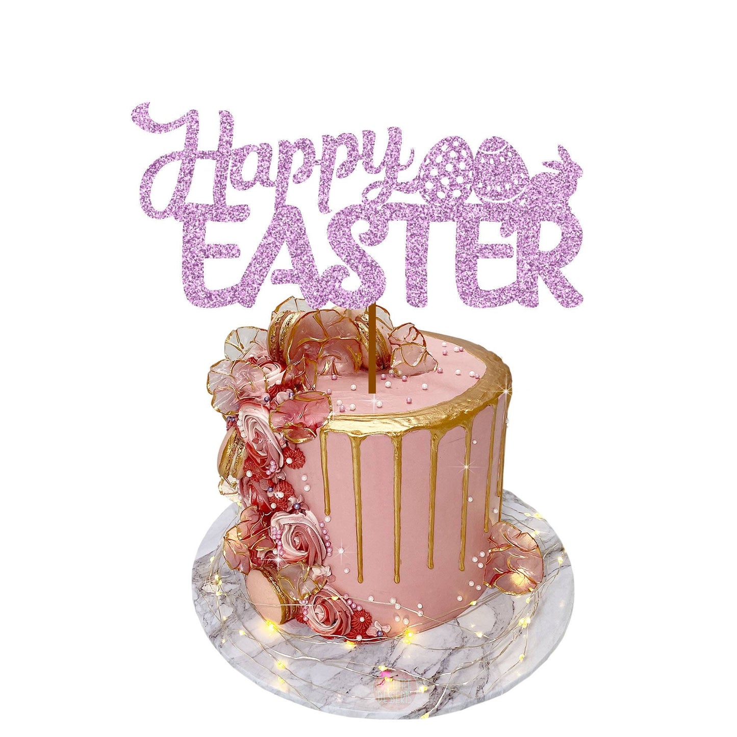 Happy Easter Cake Topper | Easter Eggs Cake Toppers | Bunny Rabbit Cakes | Easter Pic | Glitter Card stock | Gold Pink Silver White Cards