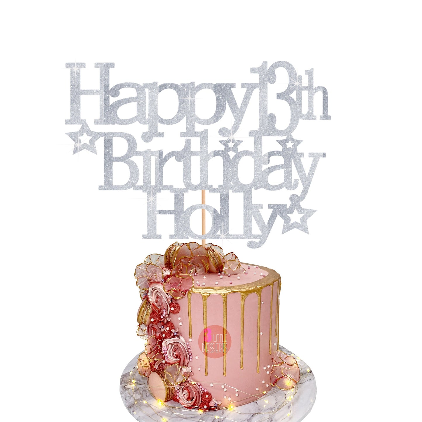 Custom Birthday Cake Topper for Any Age in Acrylic or Glitter