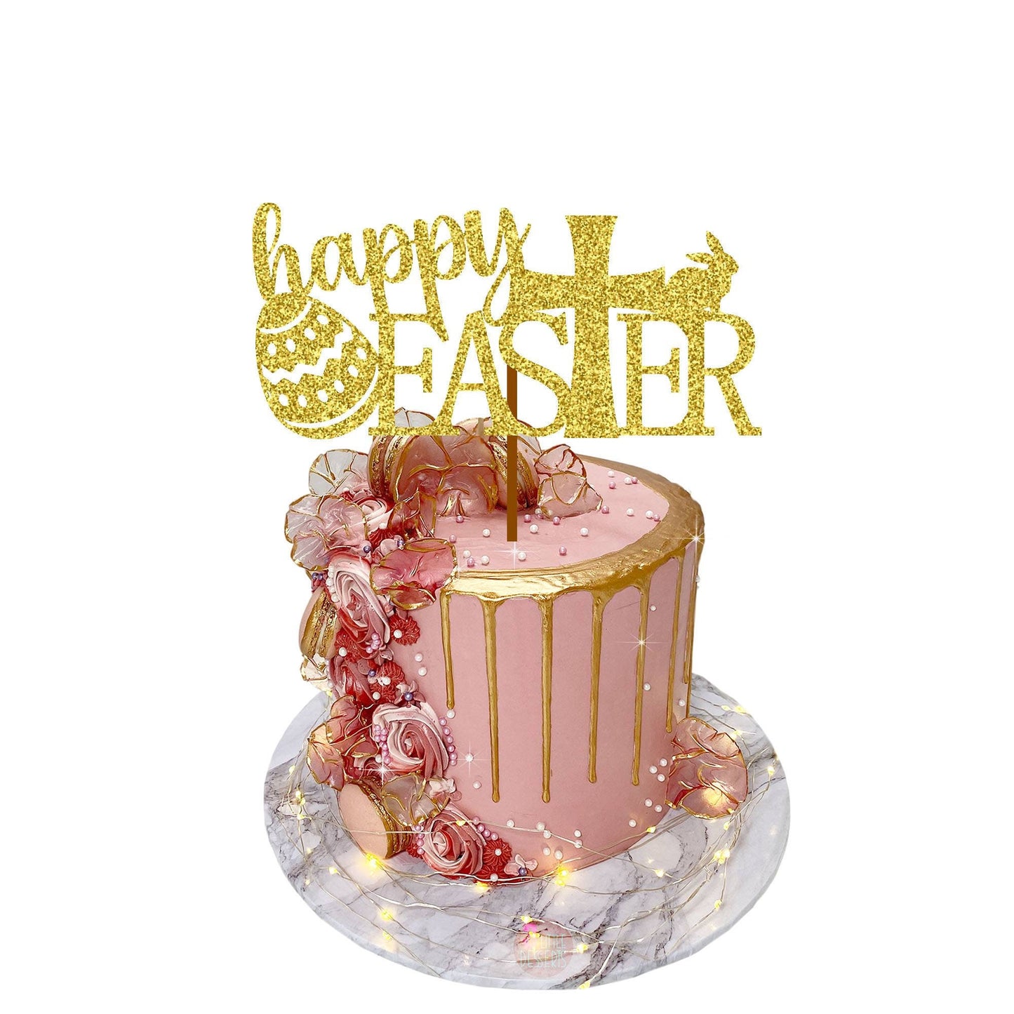 Happy Easter Cake Topper | Easter Egg Cake Toppers | Bunny Rabbit Cakes | Easter Pic | Glitter Card stock | Gold Pink Silver White Cards