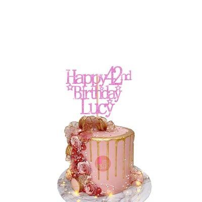 Elegant Gold Cake Decoration for Joyful 42nd Celebration Party