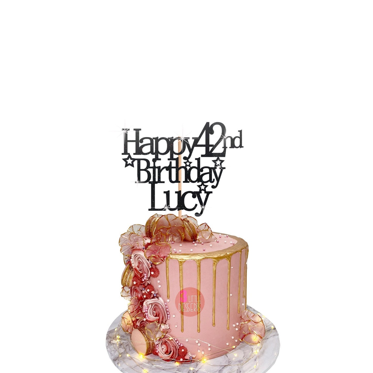 Elegant Gold Cake Decoration for Joyful 42nd Celebration Party