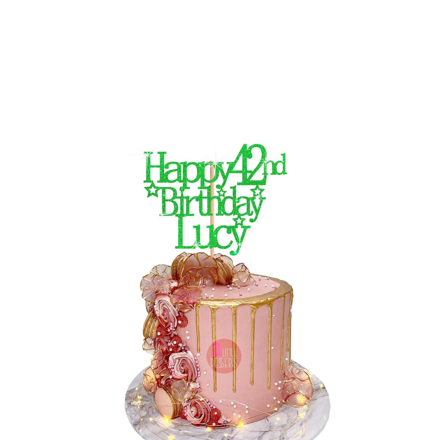 Elegant Gold Cake Decoration for Joyful 42nd Celebration Party