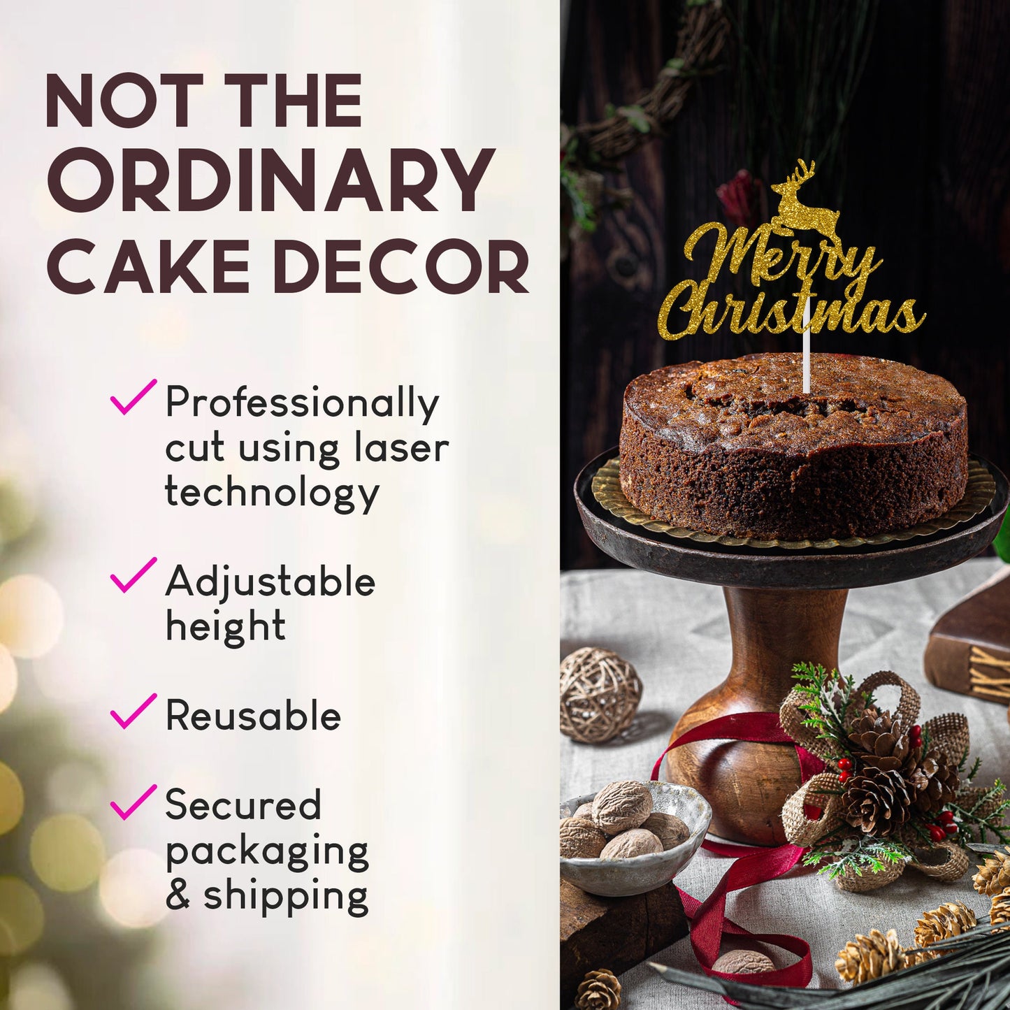 Glittery Custom 9th Birthday Cake Topper for Celebrations