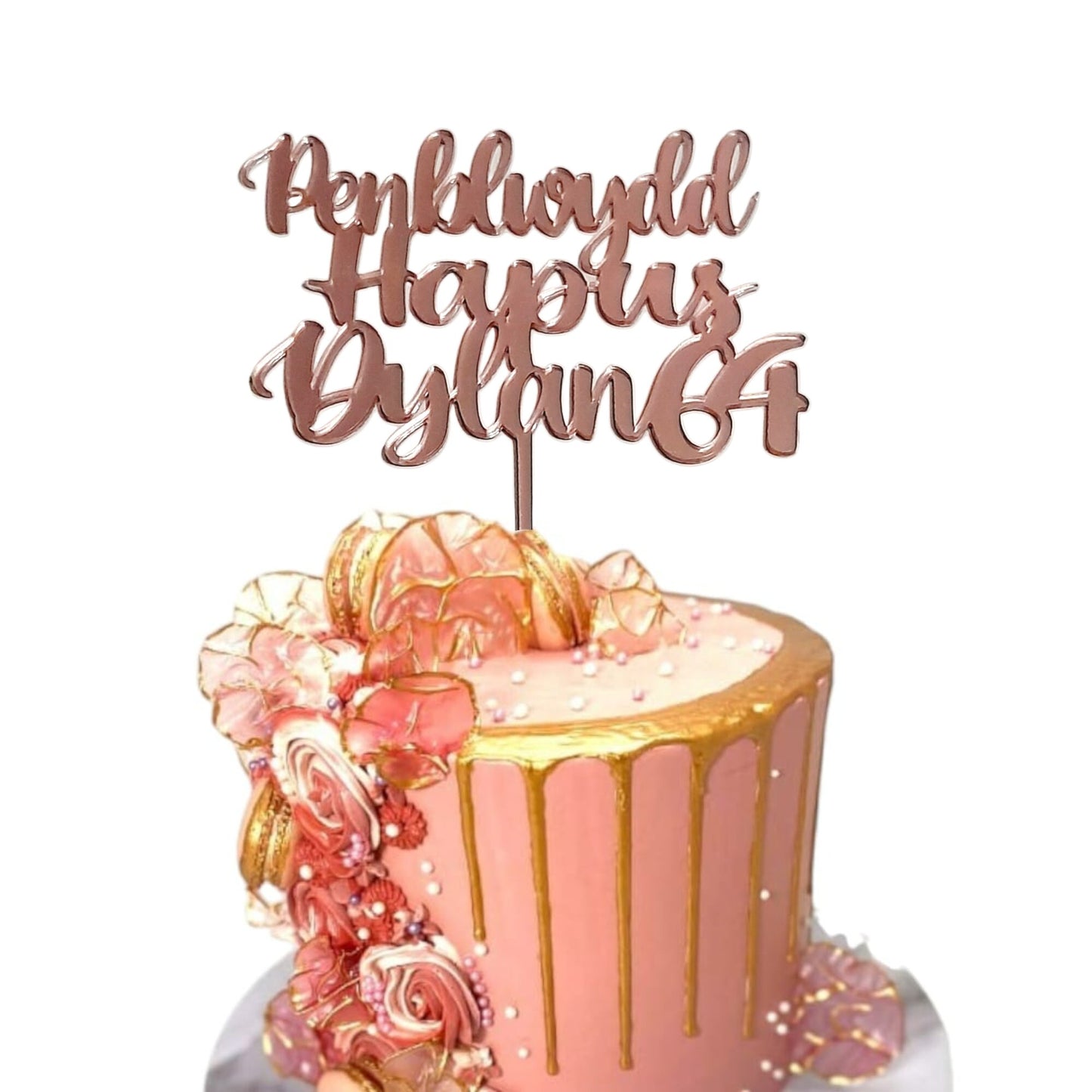Personalized Welsh Birthday Cake Topper in 16 Colors - Custom Acrylic Decor