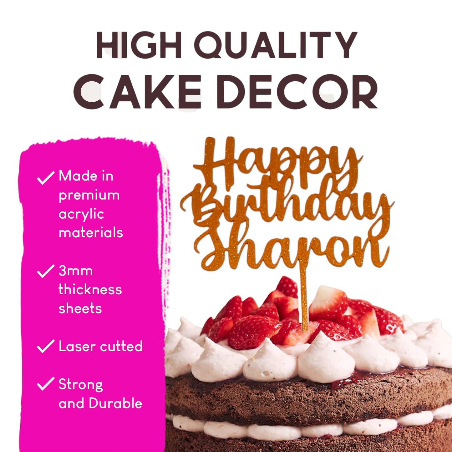 Personalised Grandma's Birthday Acrylic Cake Topper Celebration