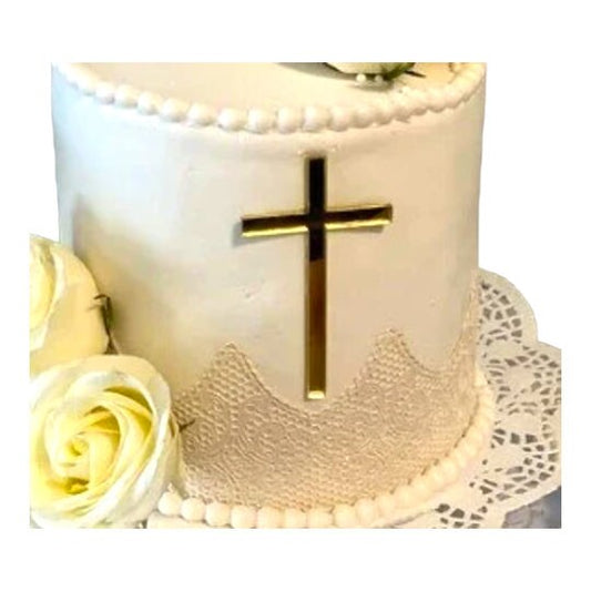 Cross Cake Charm, Mirror Acrylic Cross Cupcake Topper Christening Cake Topper Baptism Cake Charms Silver Gold First Holy Communion God Bless