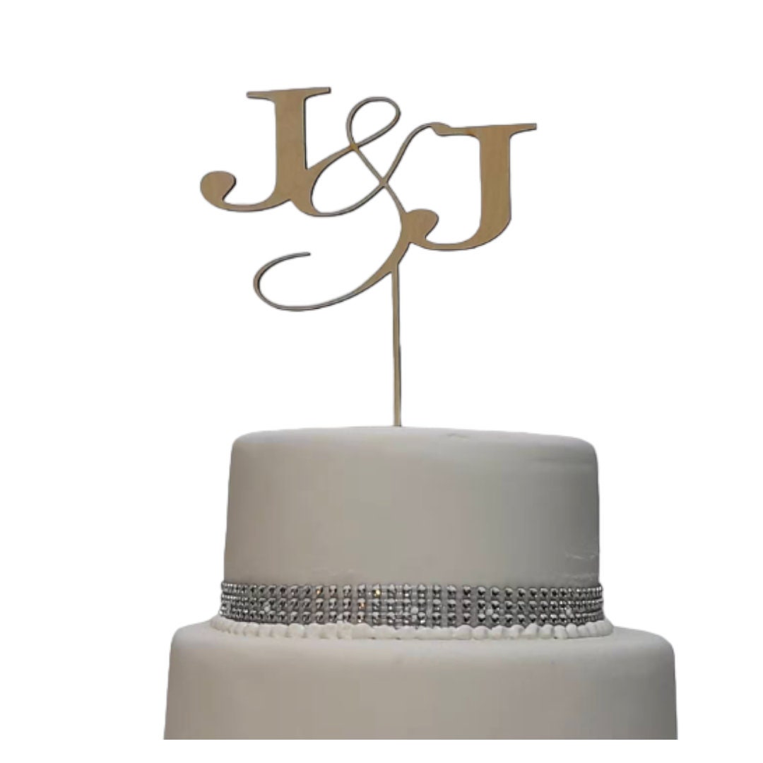 Initials Single Layer Acrylic Cake Topper | Wedding Cake Topper | Personalised Toppers | Acrylic Toppers | Wooden Wedding Cake Topper