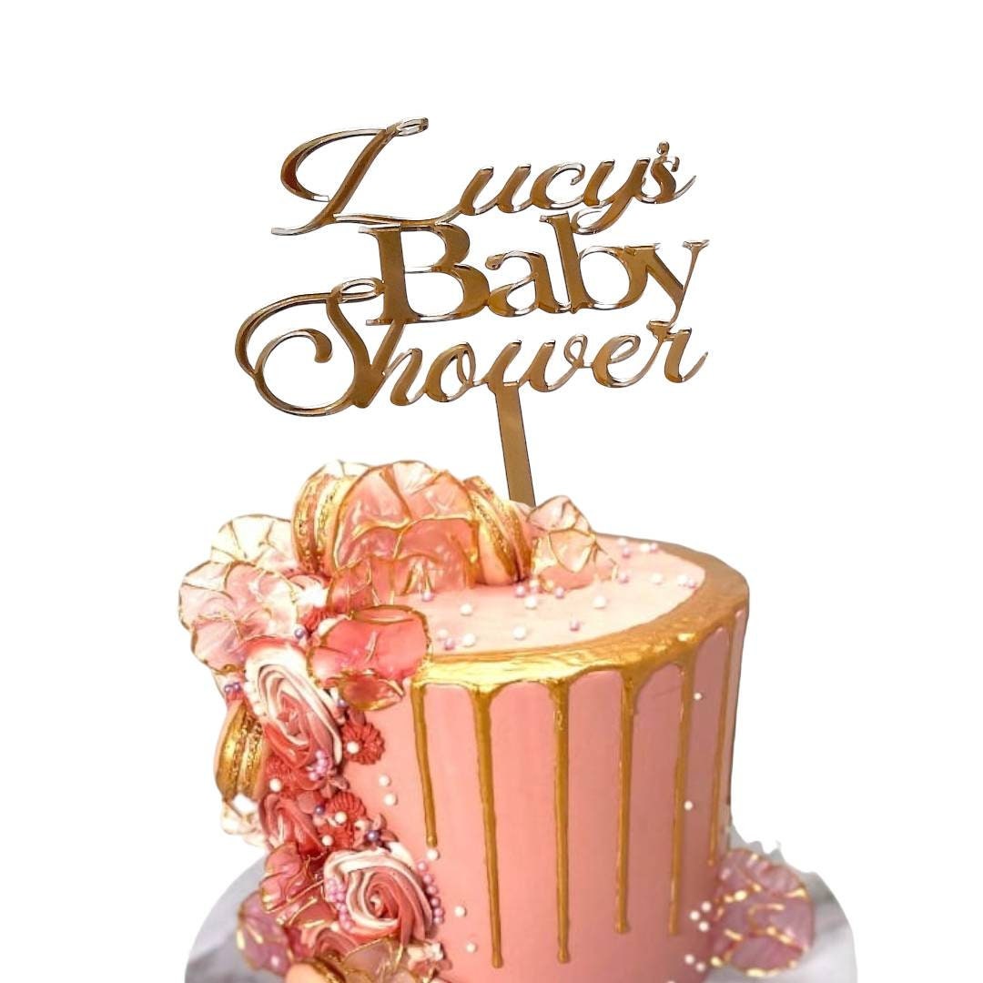Personalized Acrylic Baby Shower Cake Topper in Multiple Colors