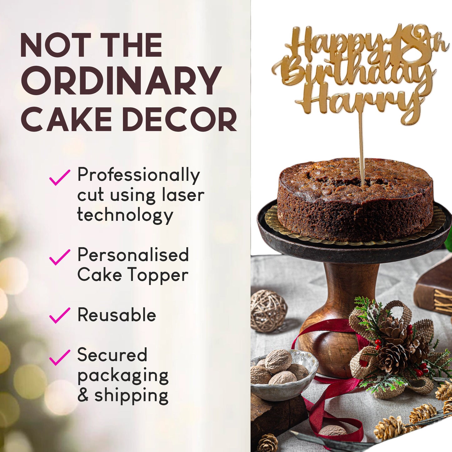 Personalised Grandma's Birthday Acrylic Cake Topper Celebration