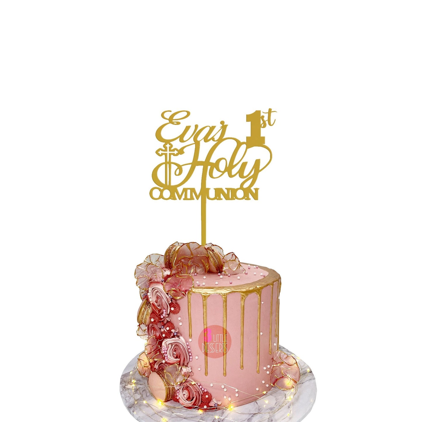 Custom Acrylic First Communion Cake Decoration Personalized with Name