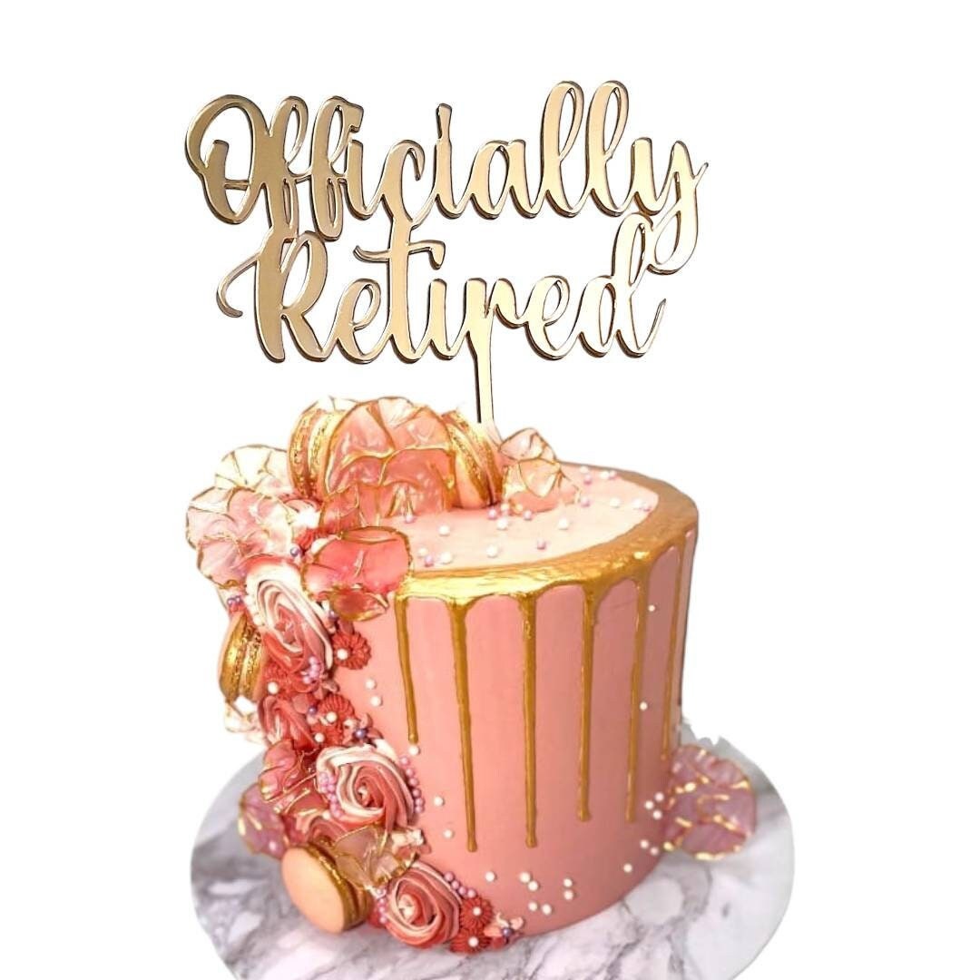 Custom Acrylic Retirement Cake Topper in 16 Colors